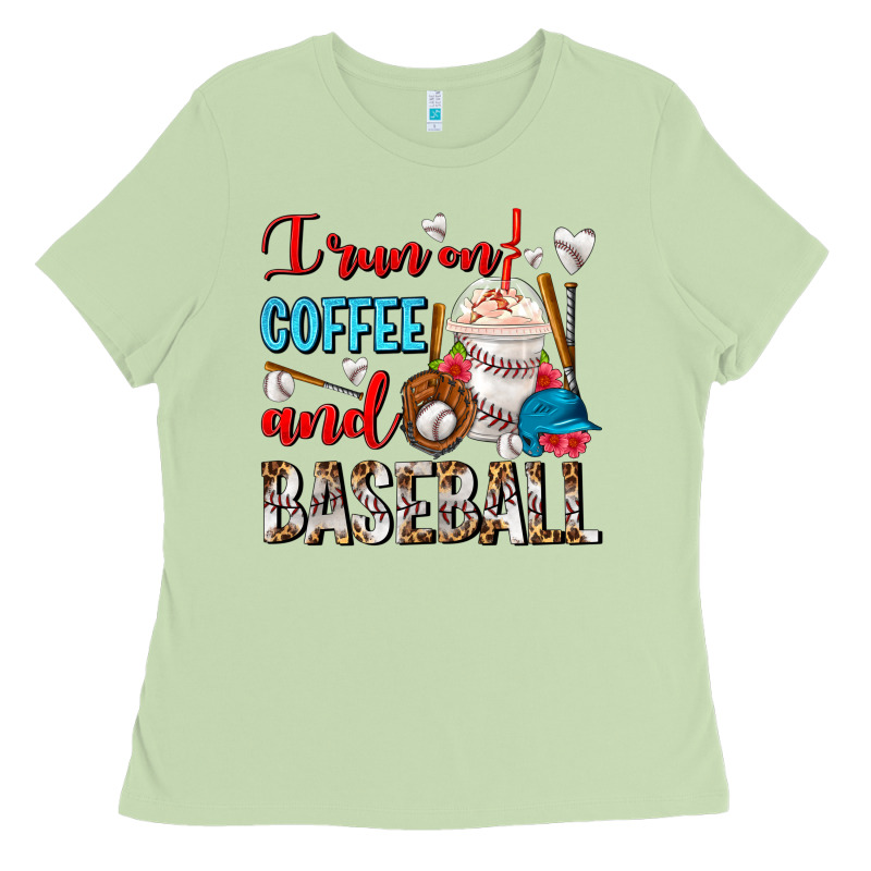 I Run On Coffee And Baseball Frappe Ladies Tee by FaDigitalArtStudio | Teevron