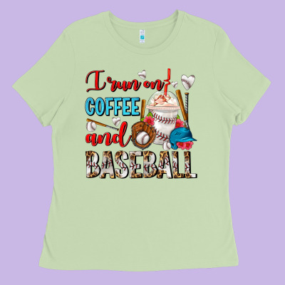 I Run On Coffee And Baseball Frappe Ladies Tee Designed By Fadigitalartstudio