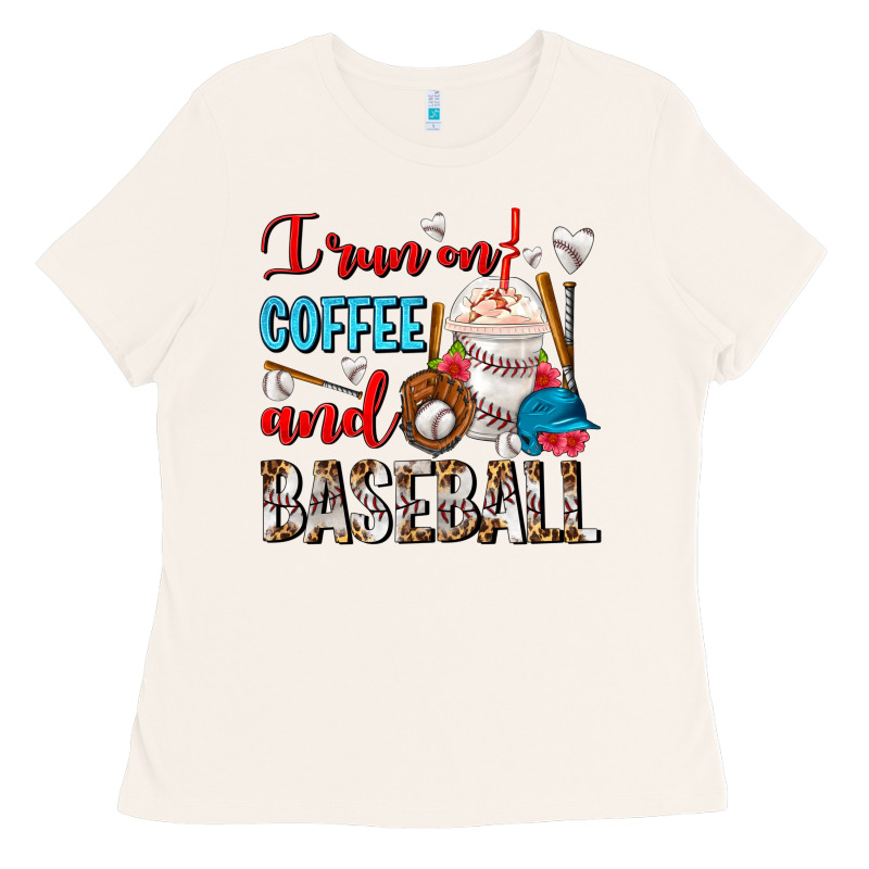 I Run On Coffee And Baseball Frappe Ladies Tee by FaDigitalArtStudio | Teevron