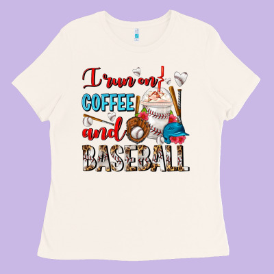 I Run On Coffee And Baseball Frappe Ladies Tee Designed By Fadigitalartstudio