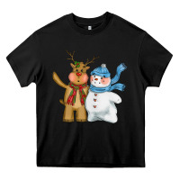 Black christmas reindeer snowman Heavy Core Tee - CowGirlArtShop