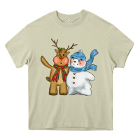 Mossy christmas reindeer snowman Heavy Core Tee - CowGirlArtShop