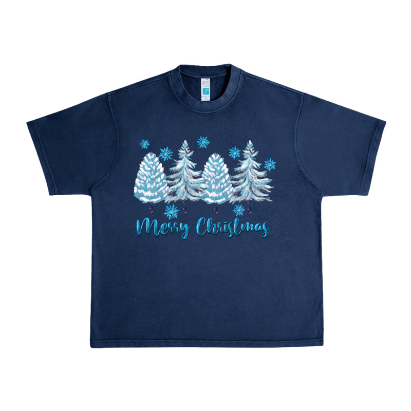 Merry Christmas Blue Trees Urban Heavy Tee by FaDigitalArtStudio | Teevron