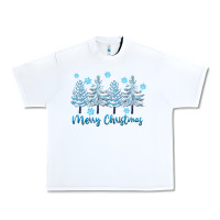 White merry christmas blue trees Urban Heavy Tee - FaDigitalArtStudio