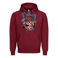 Burgundy racing girl Zipper Hoodie - JahusDesignShop