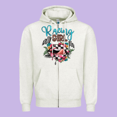 Racing Girl Zipper Hoodie Designed By Jahusdesignshop