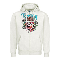 Oatmeal Heather racing girl Zipper Hoodie - JahusDesignShop