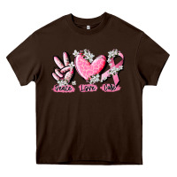 Chocolate Brown peace love cure breast cancer Heavy Core Tee - CowGirlArtShop