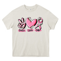 Peace Love Cure Breast Cancer Heavy Core Tee | Teevron