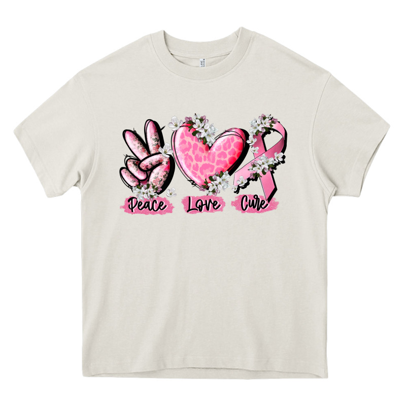 Peace Love Cure Breast Cancer Heavy Core Tee by CowGirlArtShop | Teevron