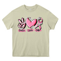 Mossy peace love cure breast cancer Heavy Core Tee - CowGirlArtShop