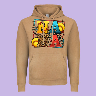 Softball Nana Leopard Frame Vintage Hoodie Designed By Lillyallendesigns