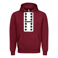 Burgundy double six dominoes tshirt halloween costume 6 6 domino game t shirt Zipper Hoodie - baoMotion