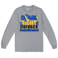 Heather Grey down right perfect down syndrome awareness Long Sleeve Tee - CowhideDigitalArt
