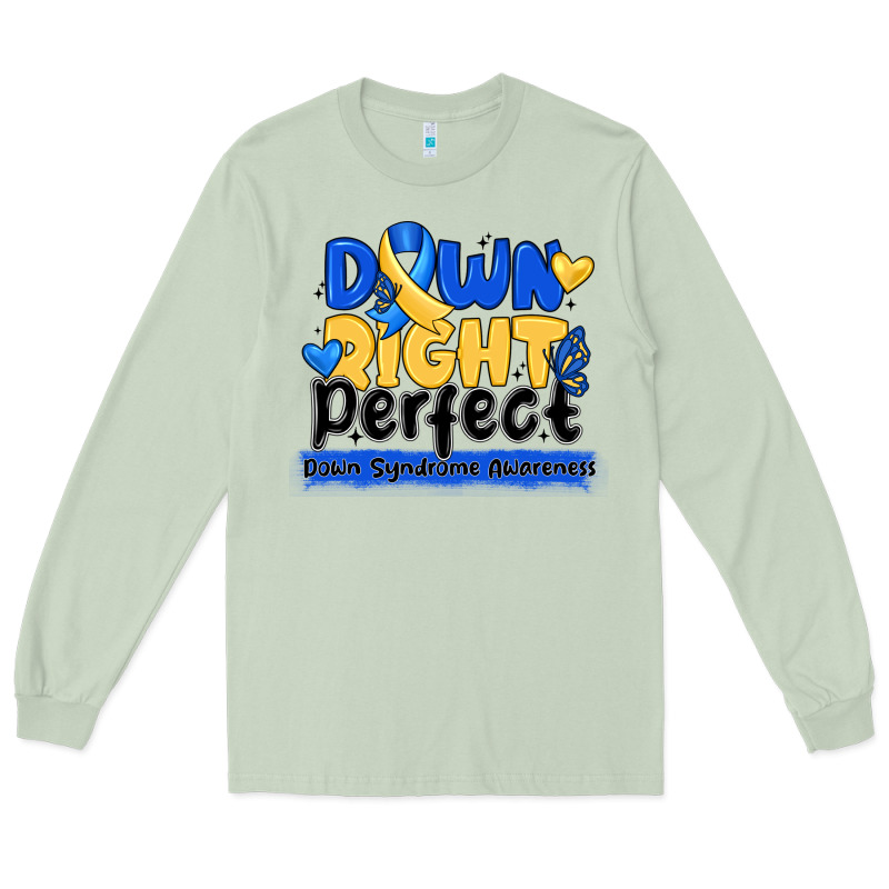 Down Right Perfect Down Syndrome Awareness Long Sleeve Tee by CowhideDigitalArt | Teevron