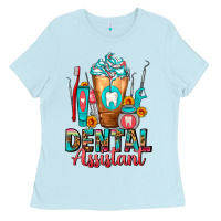 Baby Blue Dental Assistant Dentist Frappe Ladies Tee - FaDigitalArtStudio