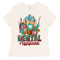 Bone Dental Assistant Dentist Frappe Ladies Tee - FaDigitalArtStudio