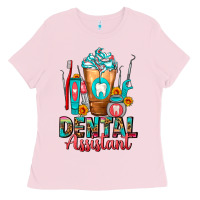 Bubblegum Pink Dental Assistant Dentist Frappe Ladies Tee - FaDigitalArtStudio