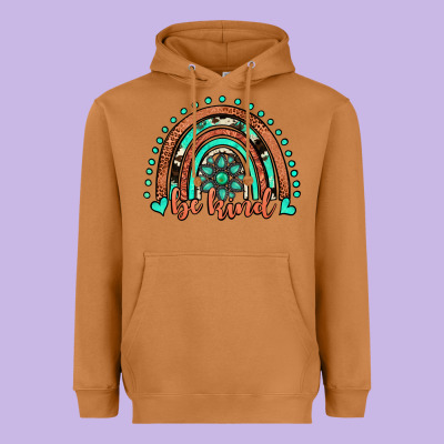 Be Kind Western Turquoise Rainbow Heavyweight Hoodie Designed By Jahusdesignshop