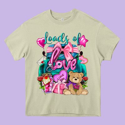 Loads Of Love Truck Valentine's Day Heavy Core Tee Designed By Howdyjamesfarm