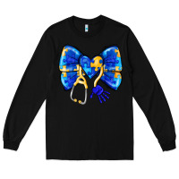 Black Down Syndrome Ribbon Long Sleeve Tee - CowhideDigitalArt