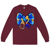 Burgundy Down Syndrome Ribbon Long Sleeve Tee - CowhideDigitalArt