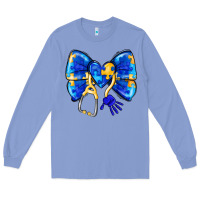 Colony Blue Down Syndrome Ribbon Long Sleeve Tee - CowhideDigitalArt