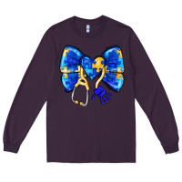 Plum Down Syndrome Ribbon Long Sleeve Tee - CowhideDigitalArt