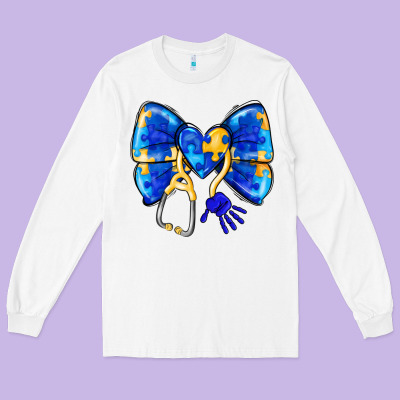 Down Syndrome Ribbon Long Sleeve Tee Designed By Cowhidedigitalart