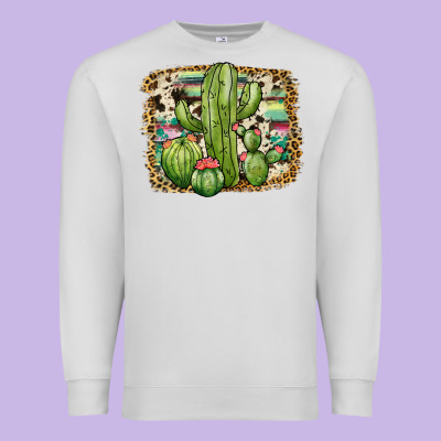 Serape Cowhide Cactus Premium Sweatshirt Designed By Jahusdesignshop