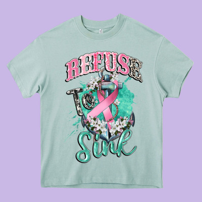 Refuse To Sink Cancer Heavy Core Tee Designed By Cowgirlartshop