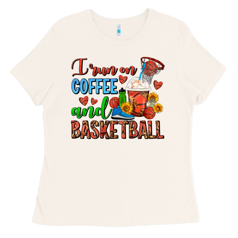 I Run On Coffee And Basketball Frappe Ladies Tee by FaDigitalArtStudio | Teevron
