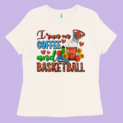 I Run On Coffee And Basketball Frappe Ladies Tee Designed By Fadigitalartstudio