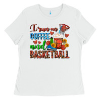 White I Run On Coffee And Basketball Frappe Ladies Tee - FaDigitalArtStudio