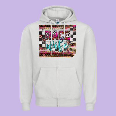 Race Wife Zipper Hoodie Designed By Jahusdesignshop