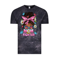 Cloud Black Mom Is A Fighter And Afro Messy Bun Mom Vintage Tee - BundleAndBundleShop