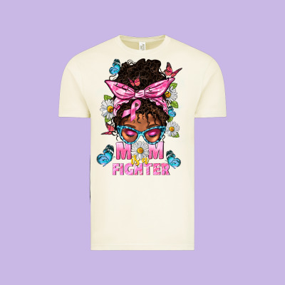 Mom Is A Fighter And Afro Messy Bun Mom Vintage Tee Designed By Bundleandbundleshop