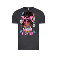 Vintage Black Mom Is A Fighter And Afro Messy Bun Mom Vintage Tee - BundleAndBundleShop