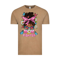 Vintage Coffee Mom Is A Fighter And Afro Messy Bun Mom Vintage Tee - BundleAndBundleShop