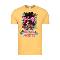 Vintage Mustard Mom Is A Fighter And Afro Messy Bun Mom Vintage Tee - BundleAndBundleShop
