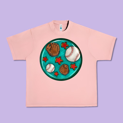 Baseball With Sunflower Round Earrings Urban Heavy Tee Designed By Bundleandbundleshop