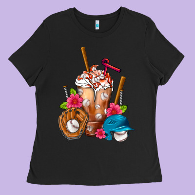 Baseball Frappe Ladies Tee Designed By Fadigitalartstudio