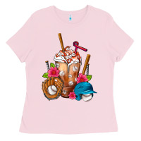 Bubblegum Pink Baseball Frappe Ladies Tee - FaDigitalArtStudio
