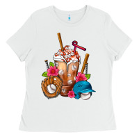 White Baseball Frappe Ladies Tee - FaDigitalArtStudio