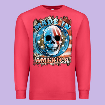 Made In America Skull Premium Sweatshirt Designed By Jahusdesignshop
