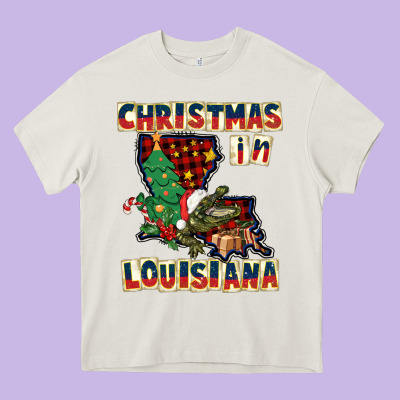 Christmas In Louisiana Heavy Core Tee Designed By Cowgirlartshop