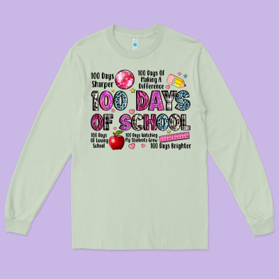 100 Days Of School Long Sleeve Tee Designed By Lillyallendesigns