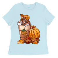 Baby Blue Pumpkin Spice Coffee Ladies Tee - FaDigitalArtStudio