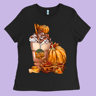 Pumpkin Spice Coffee Ladies Tee Designed By Fadigitalartstudio