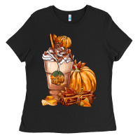 Black Pumpkin Spice Coffee Ladies Tee - FaDigitalArtStudio